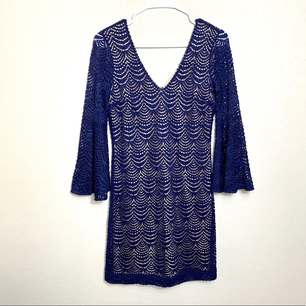 Lilly Pulitzer Women’s Size XS Blue Knit Long Bell Sleeve Dress
